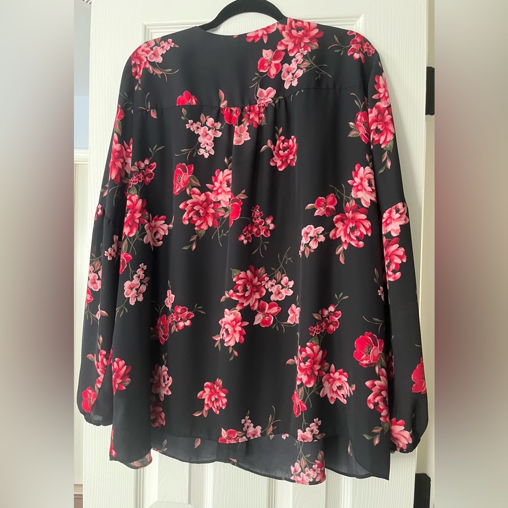 Lane Bryant Pink and Red flower Blouse - Picture 7 of 8